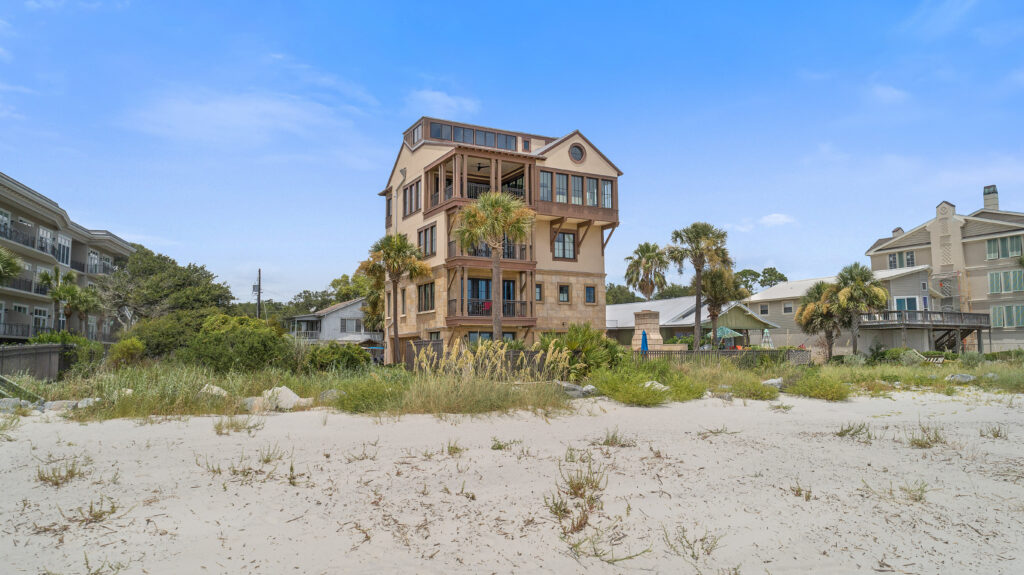 Aerial view of Park Way residence, view from ocean facing the house